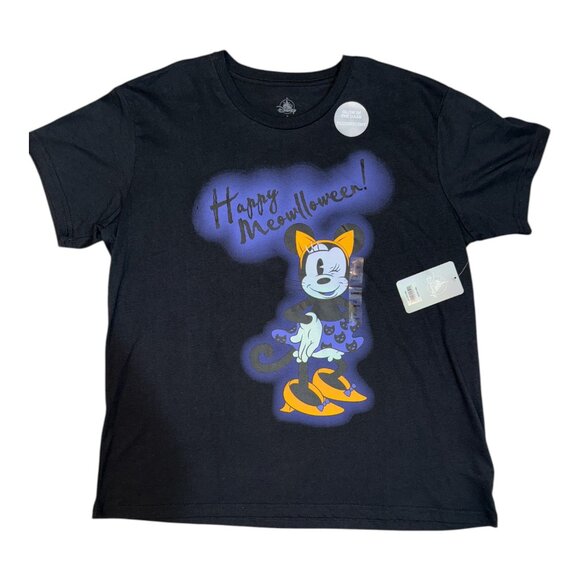 Disney Black Minnie Mouse Happy Meowlloween Glow In The Dark Tee Women's Size XL - Picture 5 of 12